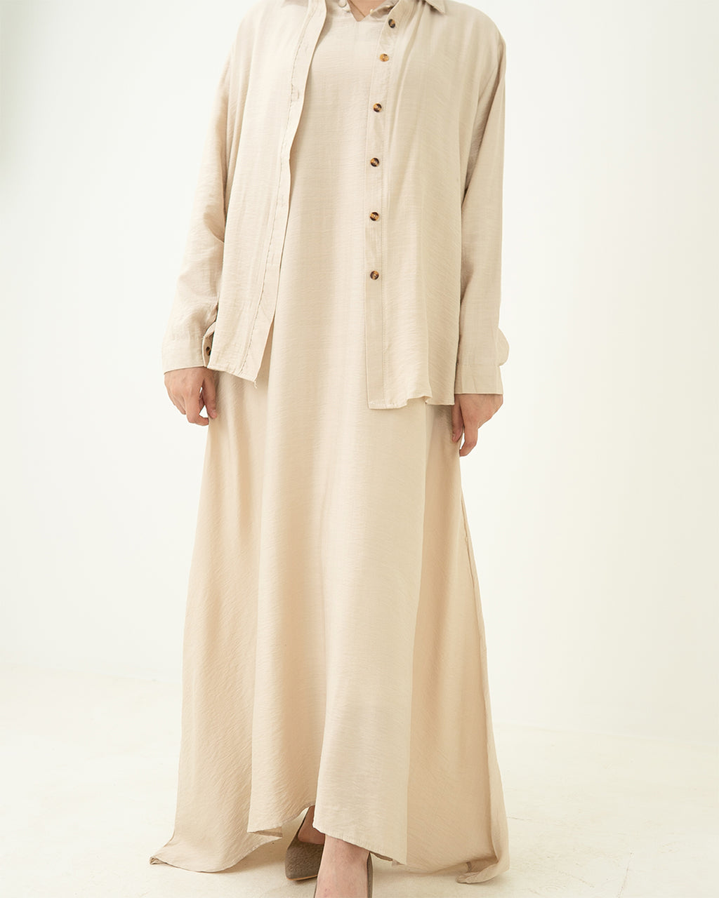 Beige Long Maxi Set