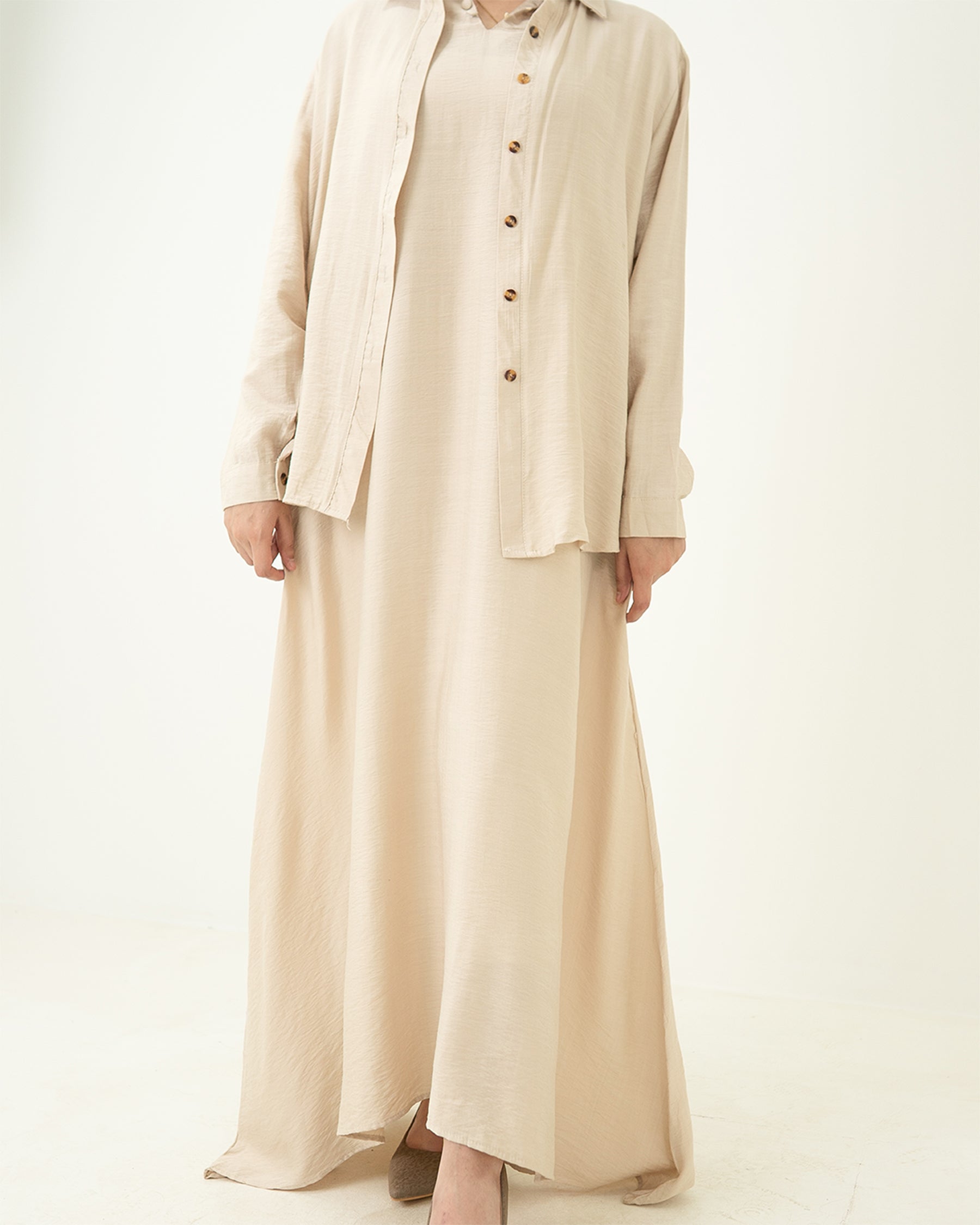 Beige Long Maxi Set