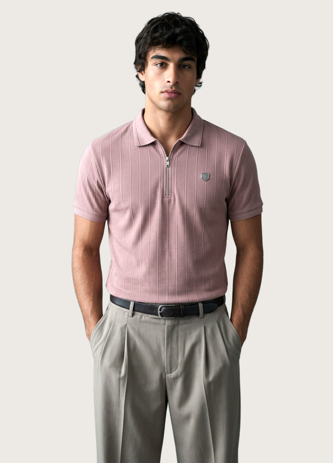 Rose Gold Zip Polo