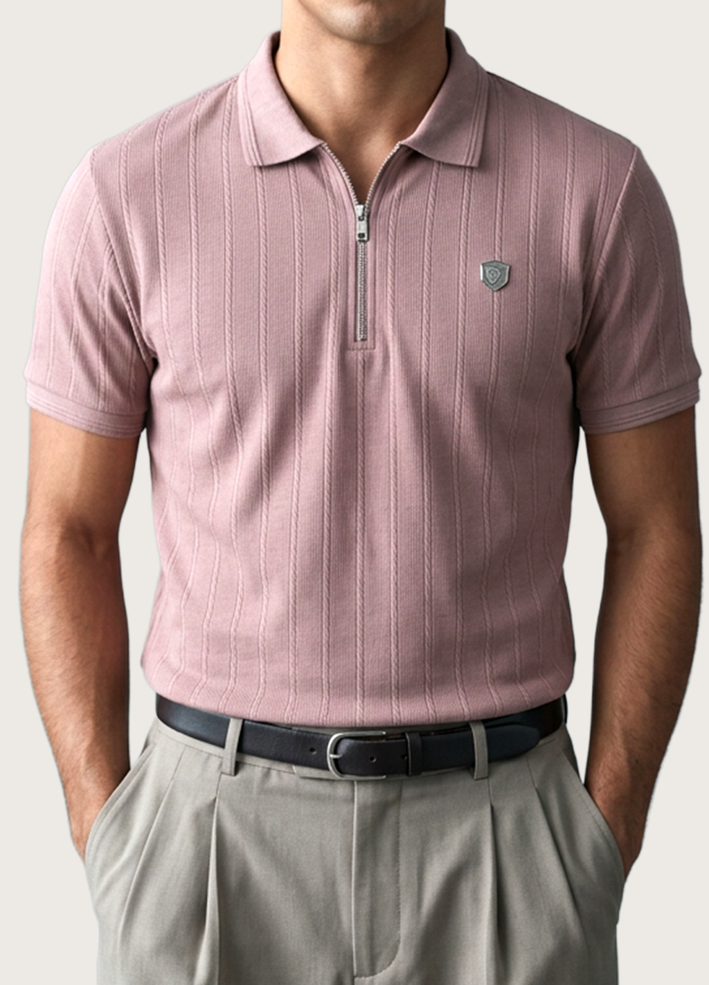 Rose Gold Zip Polo