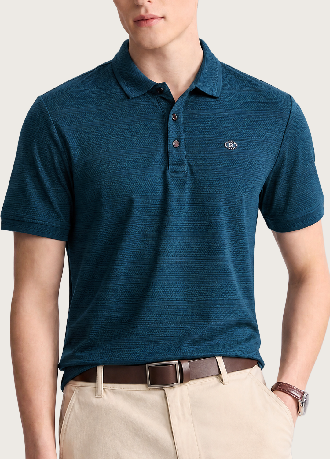 Textured Button Polo