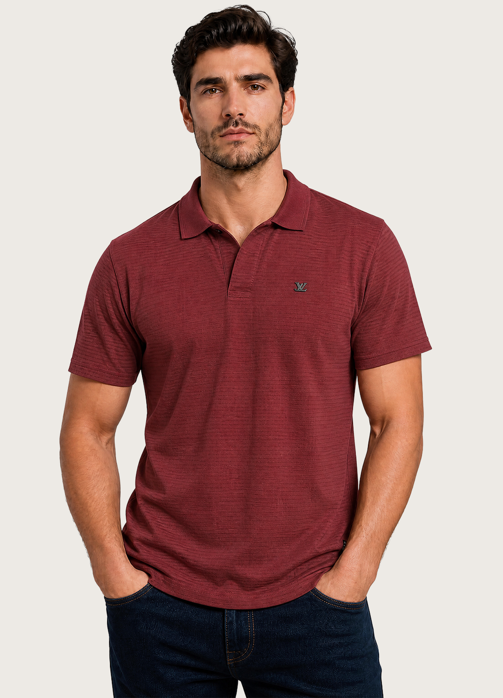 Maroon Textured Polo