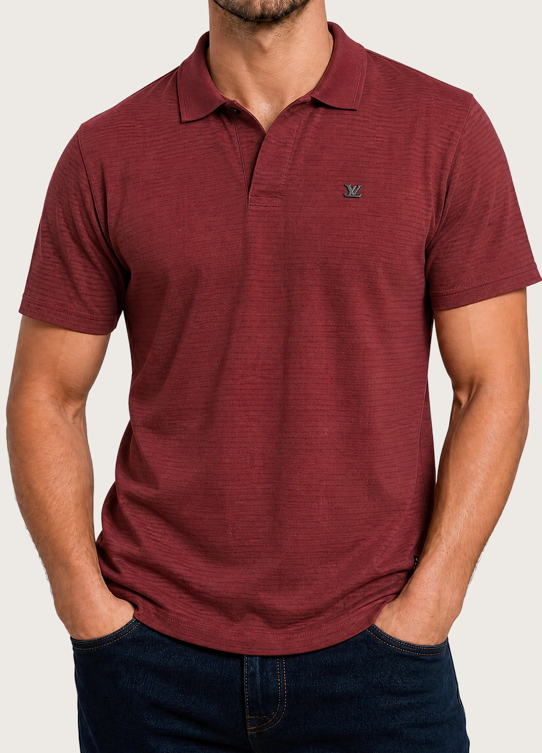 Maroon Textured Polo