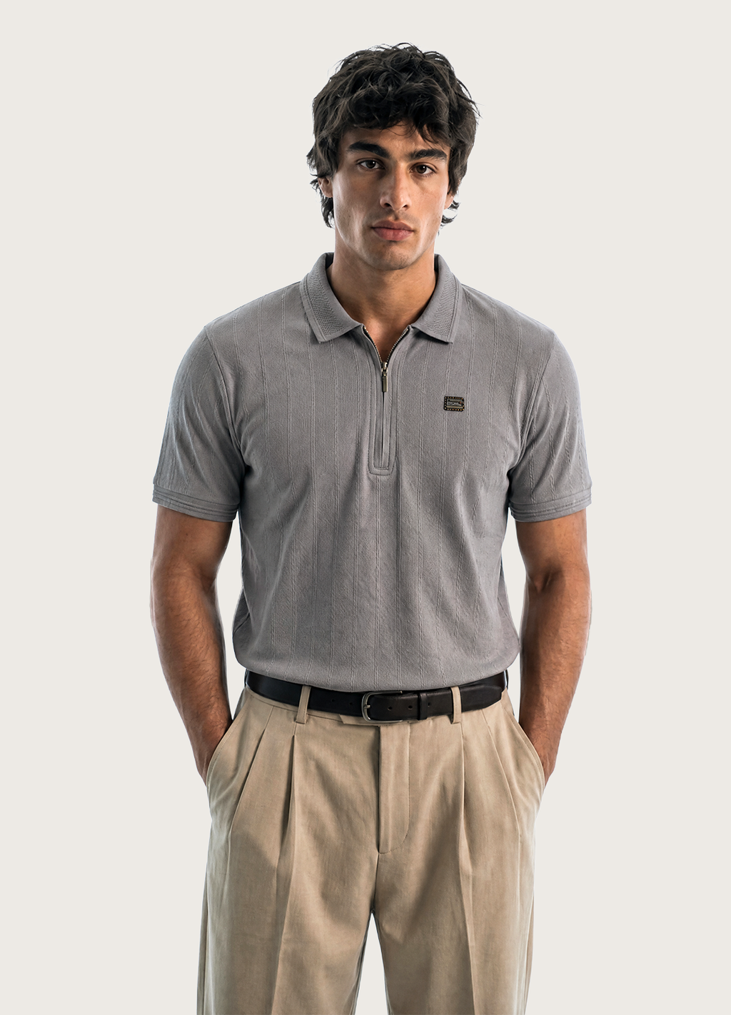 Grey Zip Polo