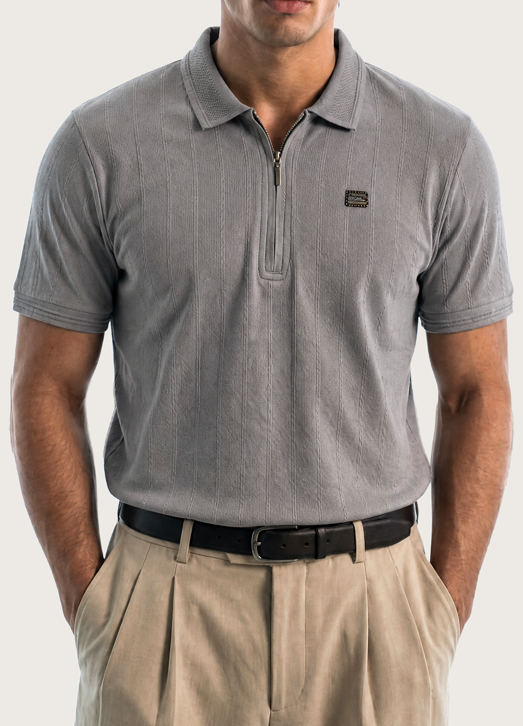 Grey Zip Polo