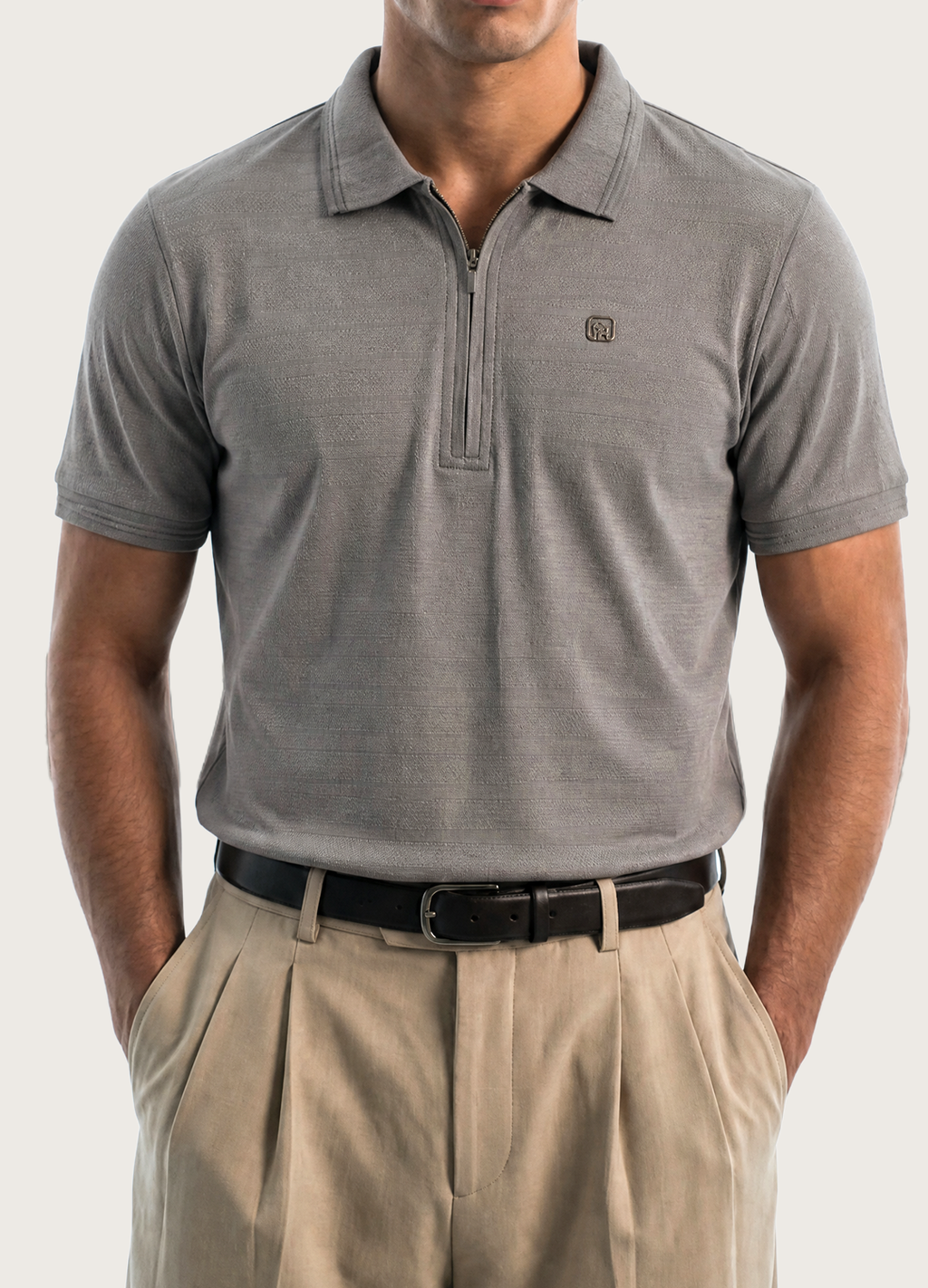 Grey Textured Polo