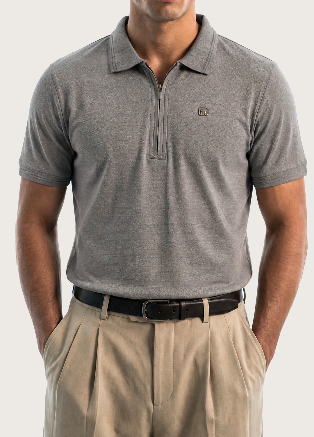 Grey Textured Polo