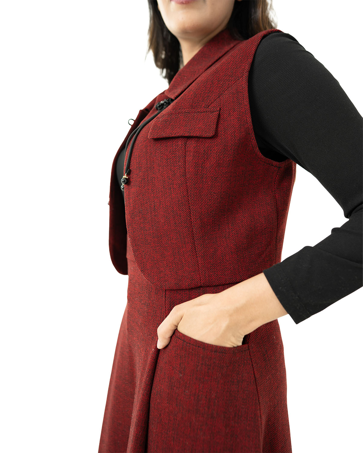 Elegant Women’s Red Shirt With Coat