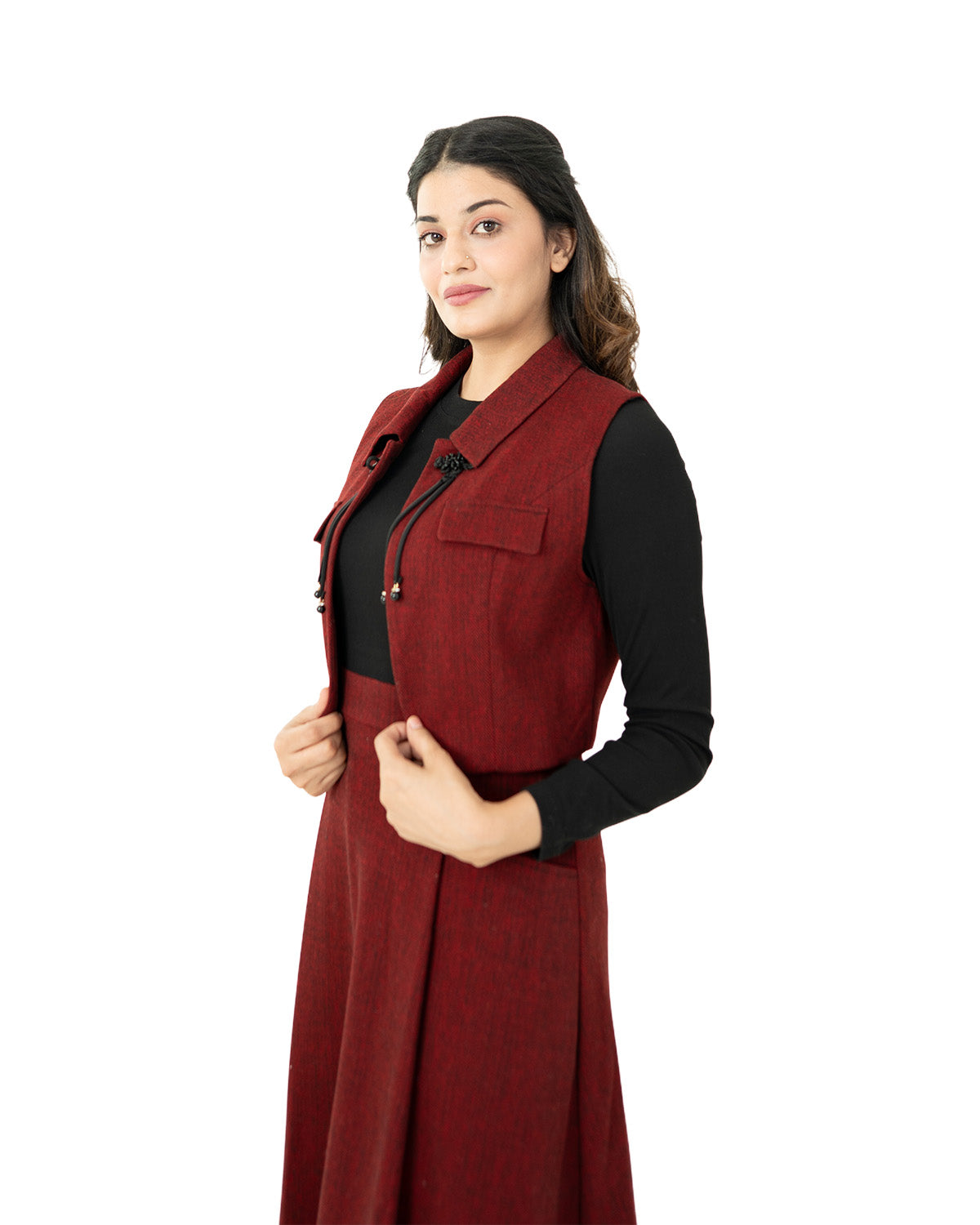 Elegant Women’s Red Shirt With Coat