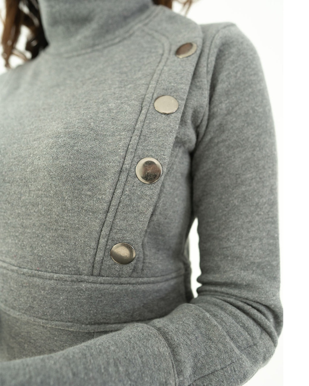 Grey Elegant Long Skirt Shirt