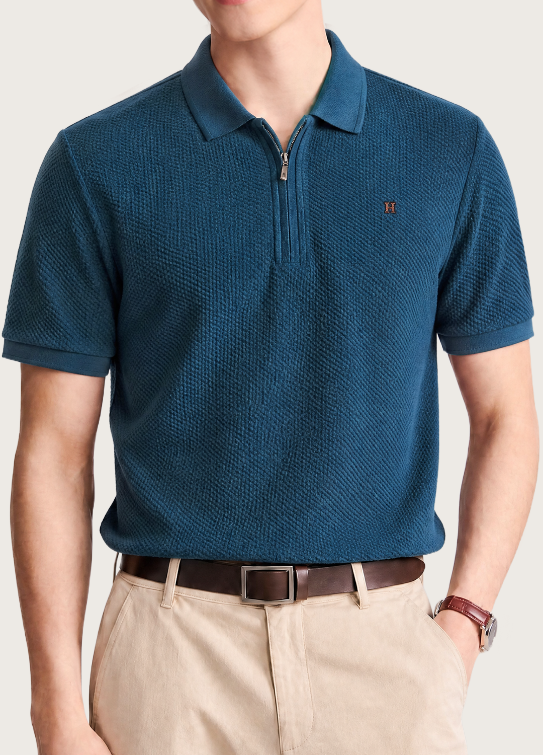 Blue Textured Polo
