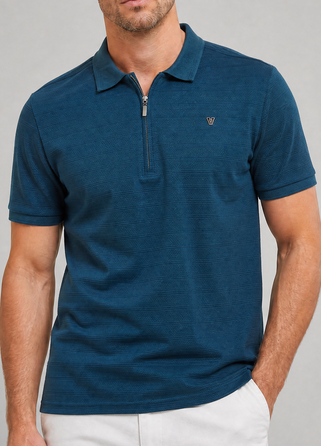 Textured Quarter-Zip Polo Shirt