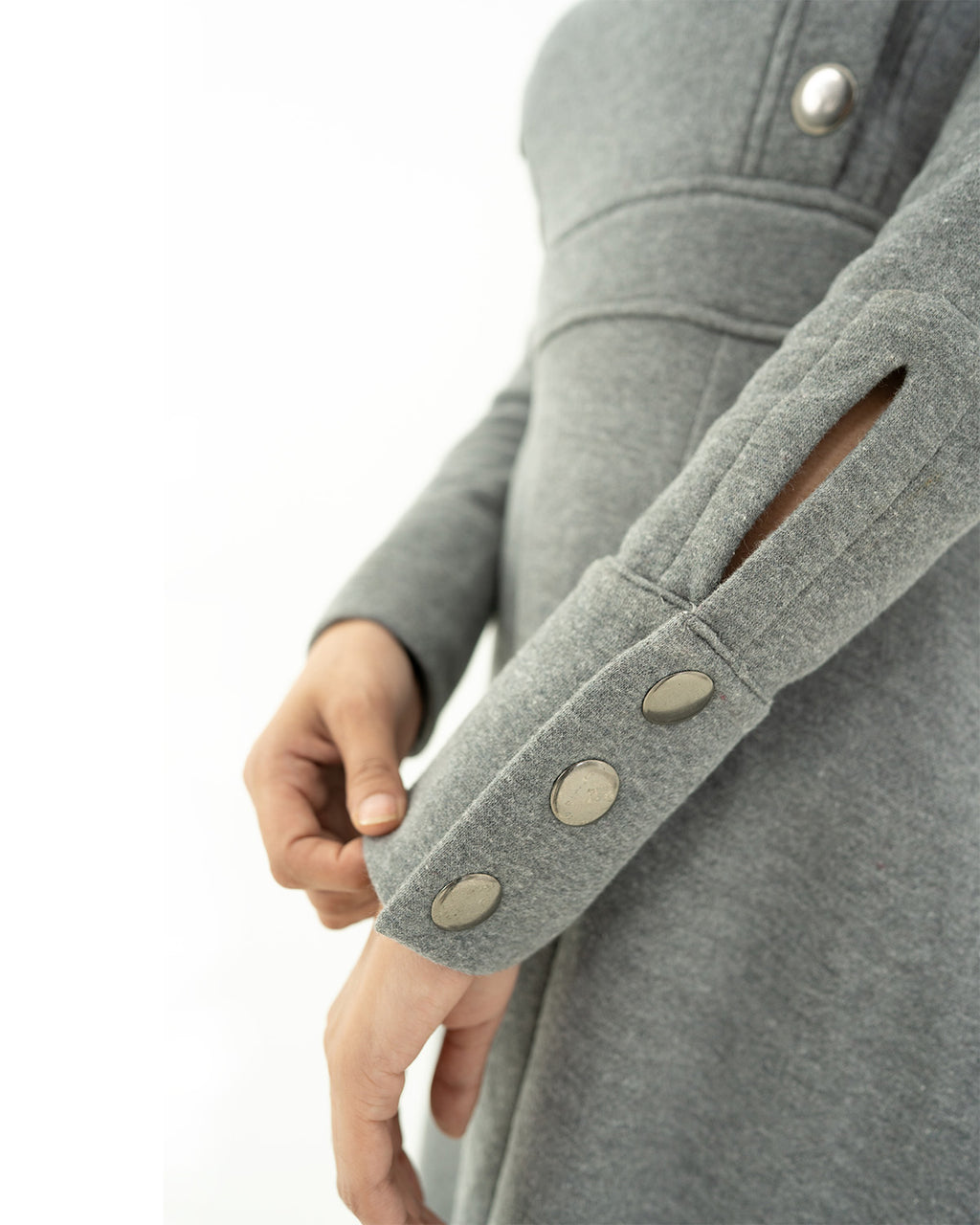 Grey Elegant Long Skirt Shirt