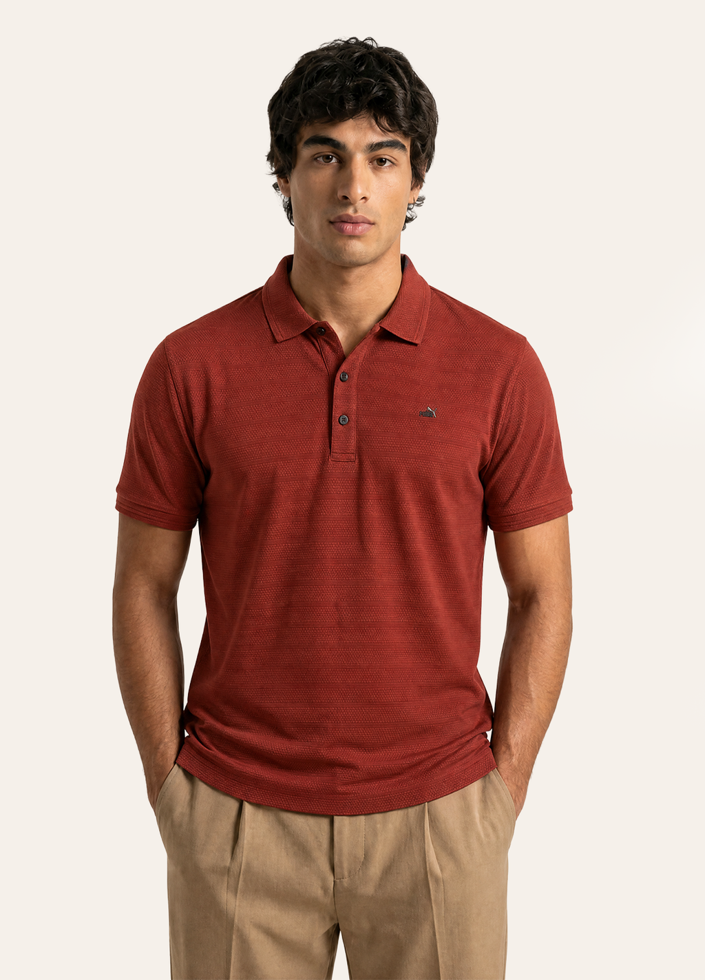 Rust Button Polo