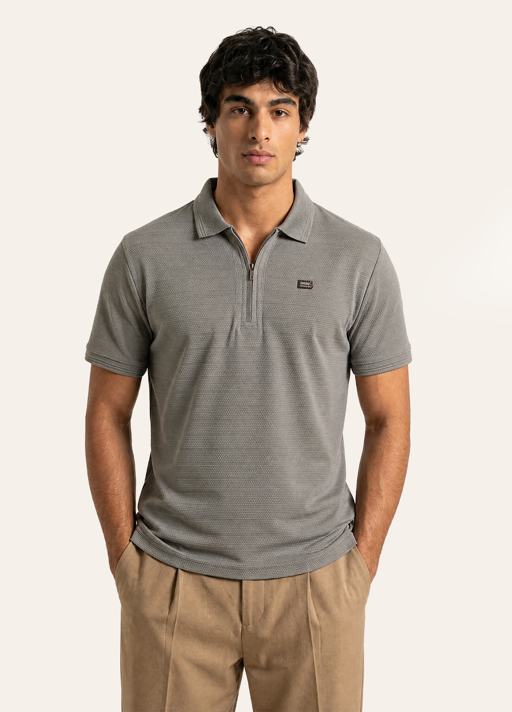 Grey Zip Polo