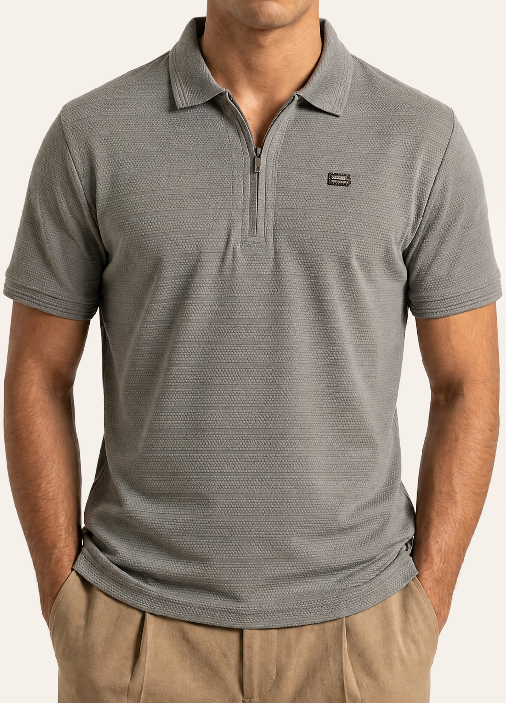 Grey Zip Polo