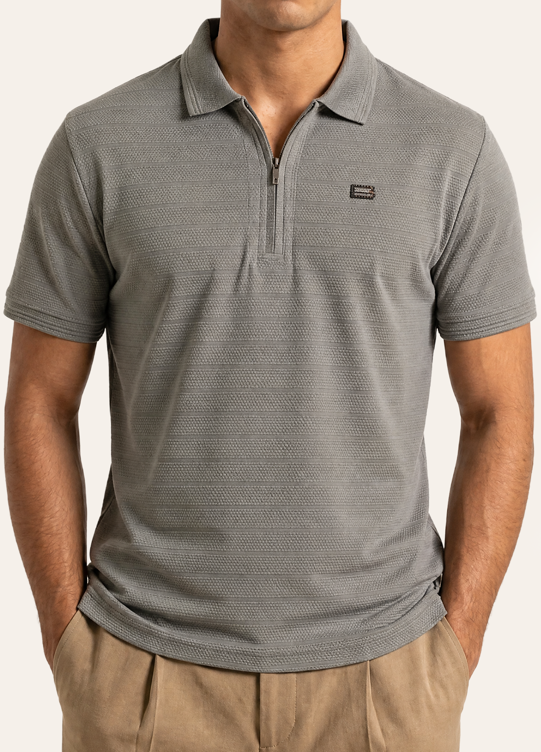 Grey Zip Polo