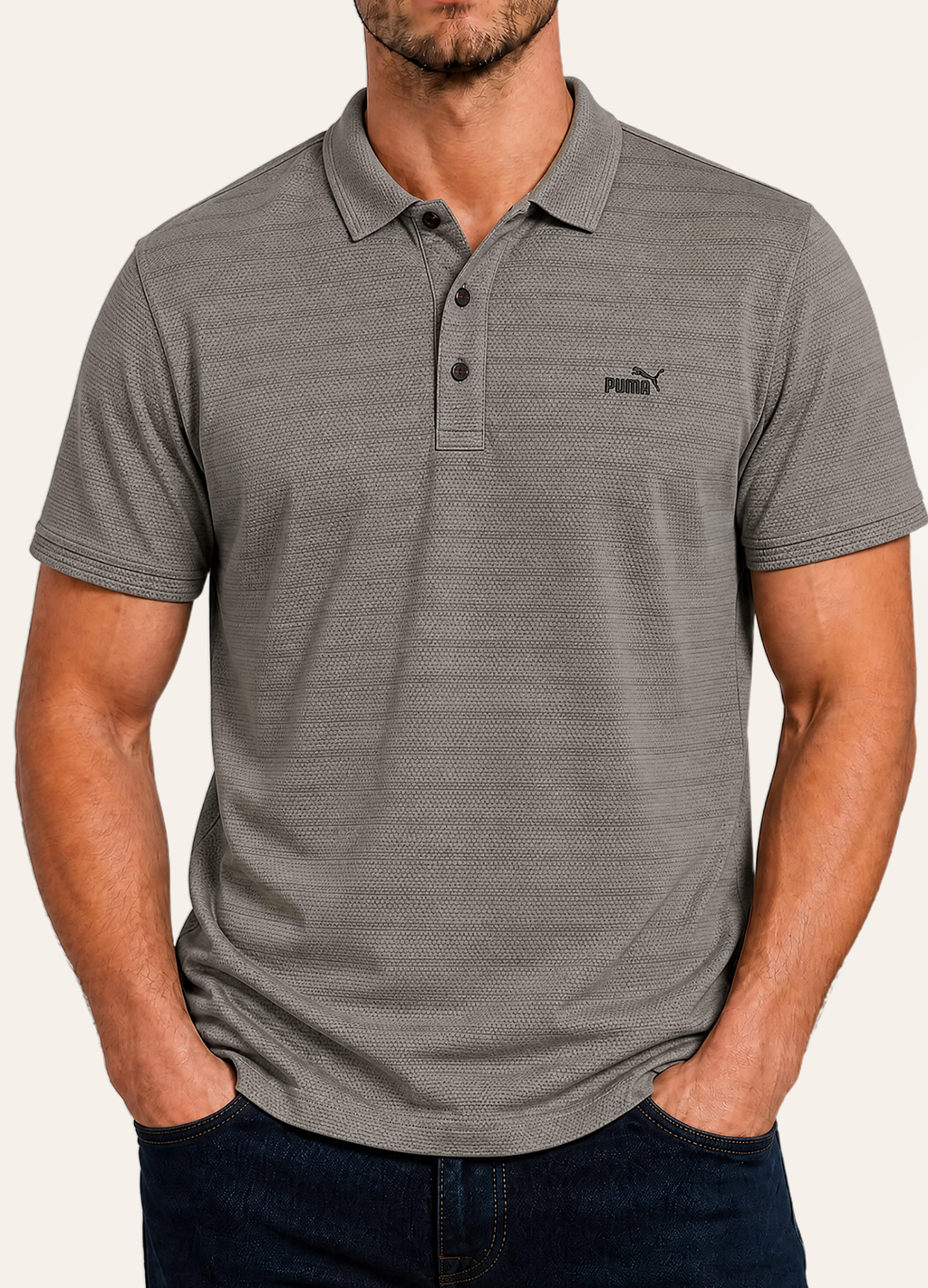 Grey Button Polo
