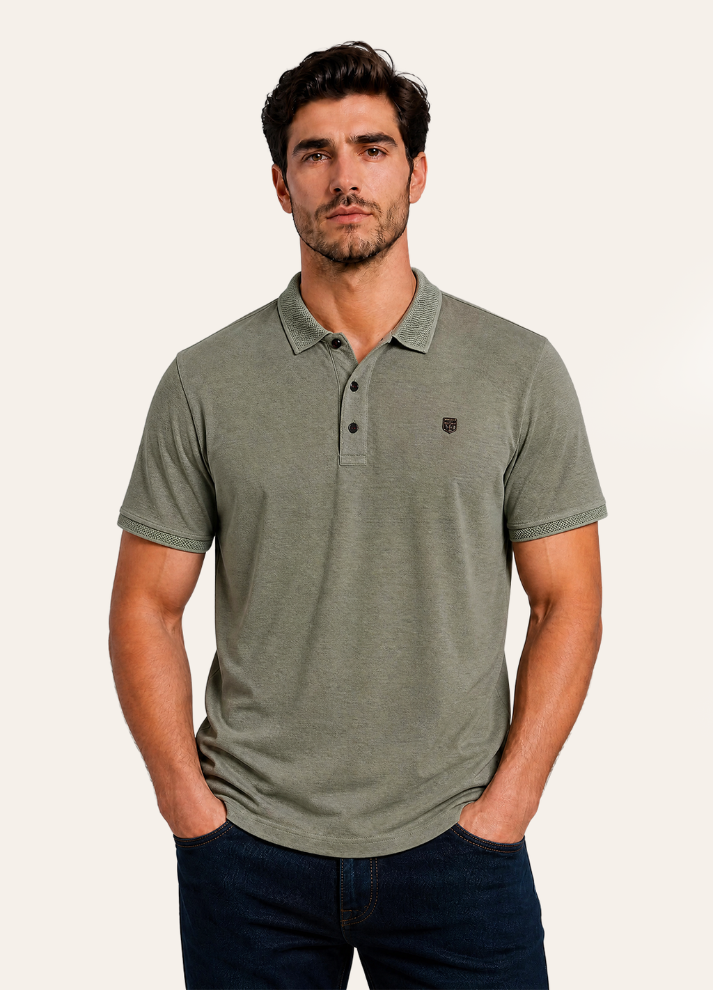Olive Button Polo