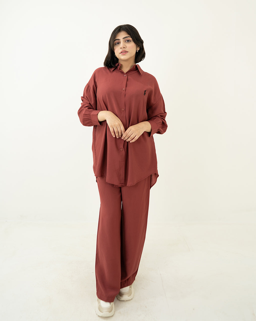 Maroon Polo Co-ord Set