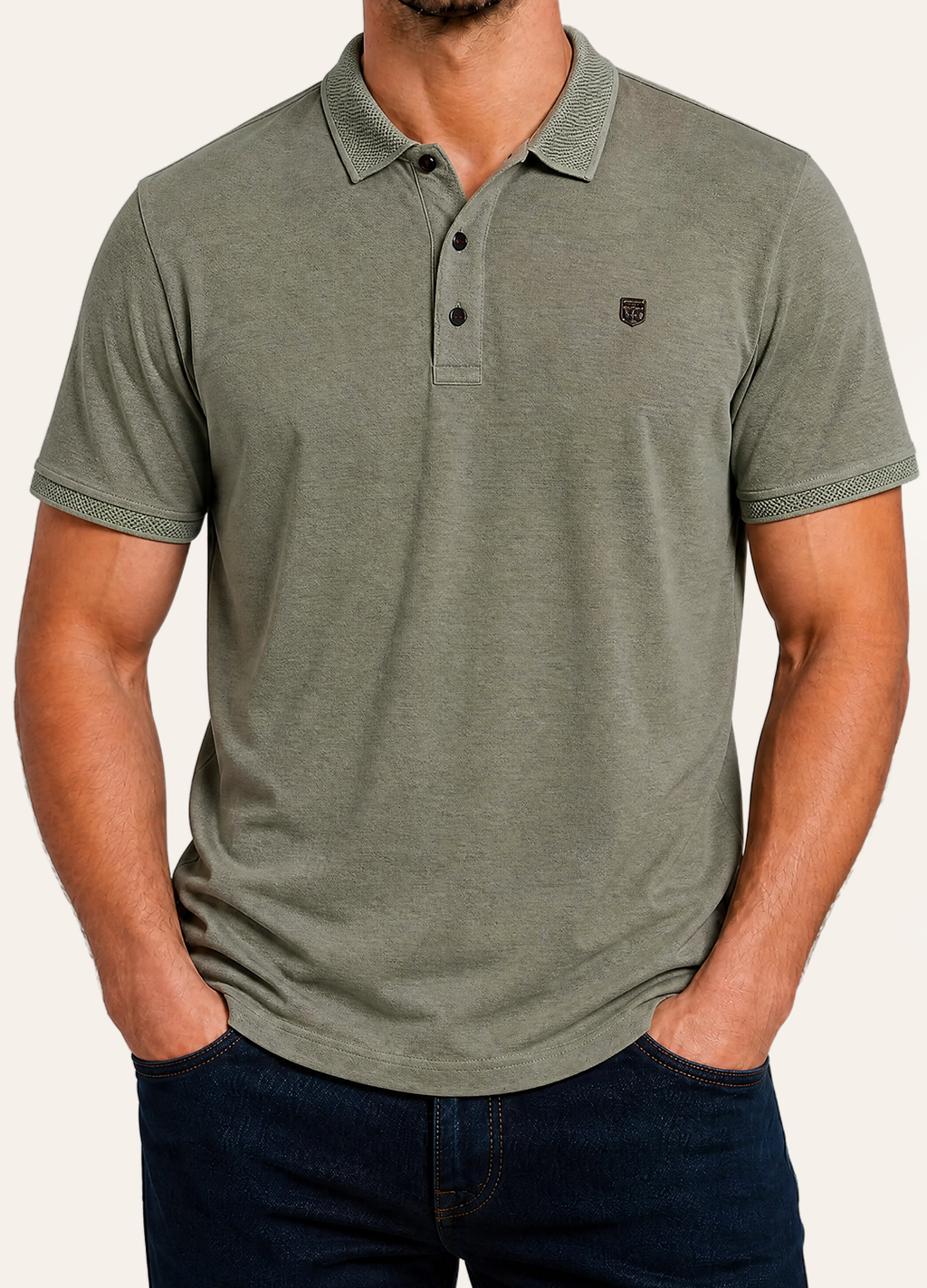 Olive Button Polo