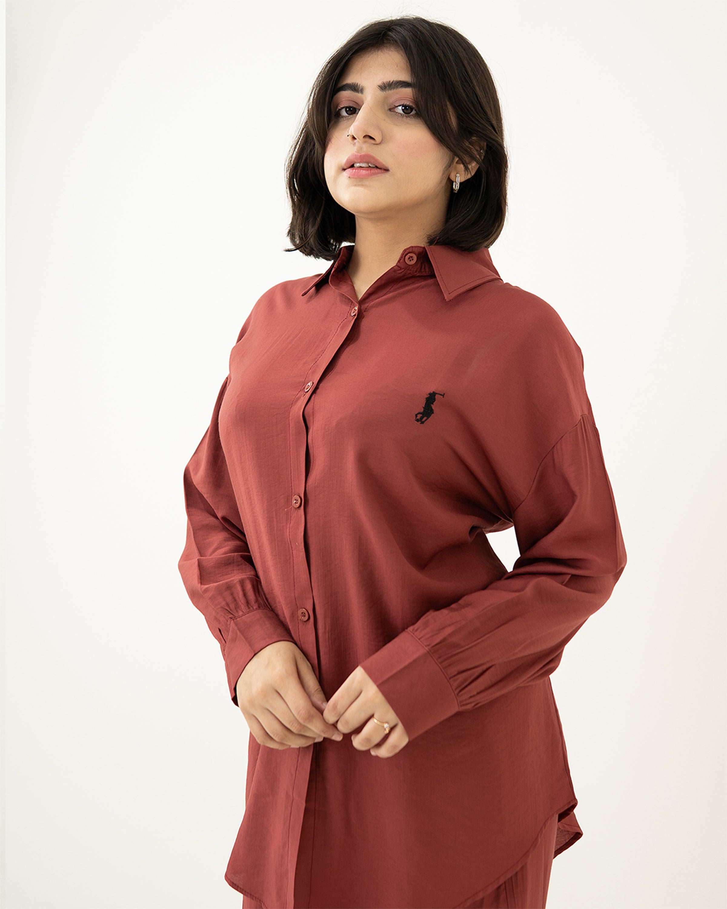 Maroon Polo Co-ord Set