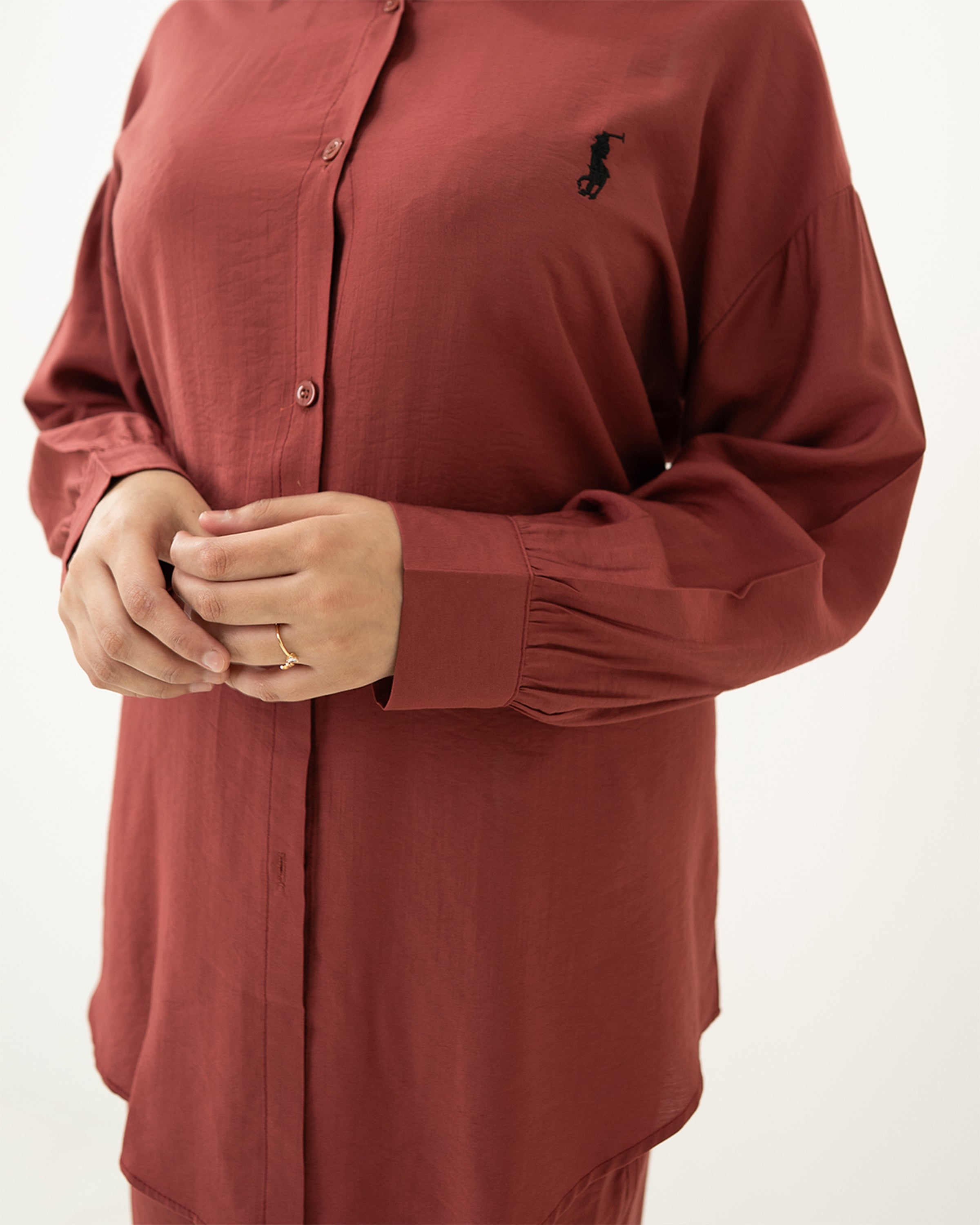 Maroon Polo Co-ord Set