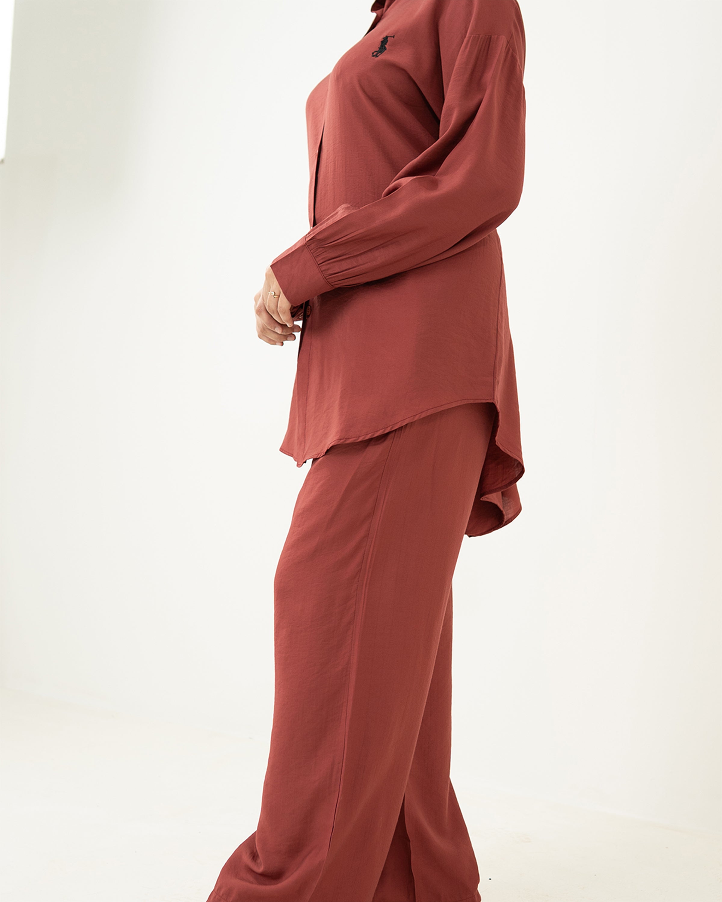 Maroon Polo Co-ord Set
