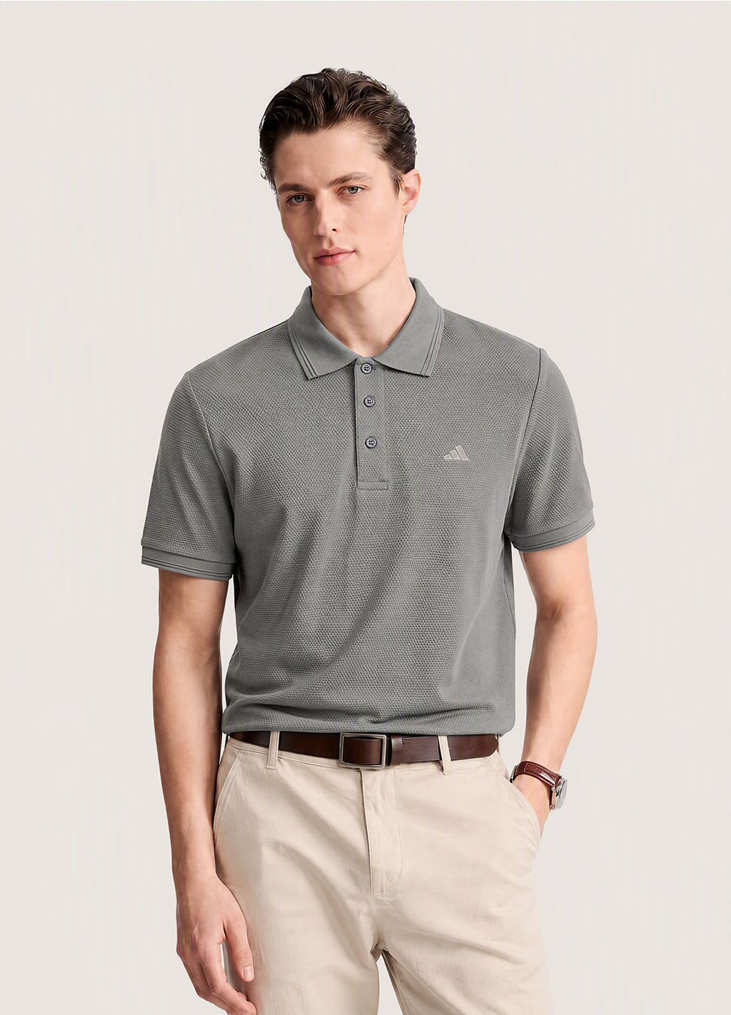 Grey Knit Polo