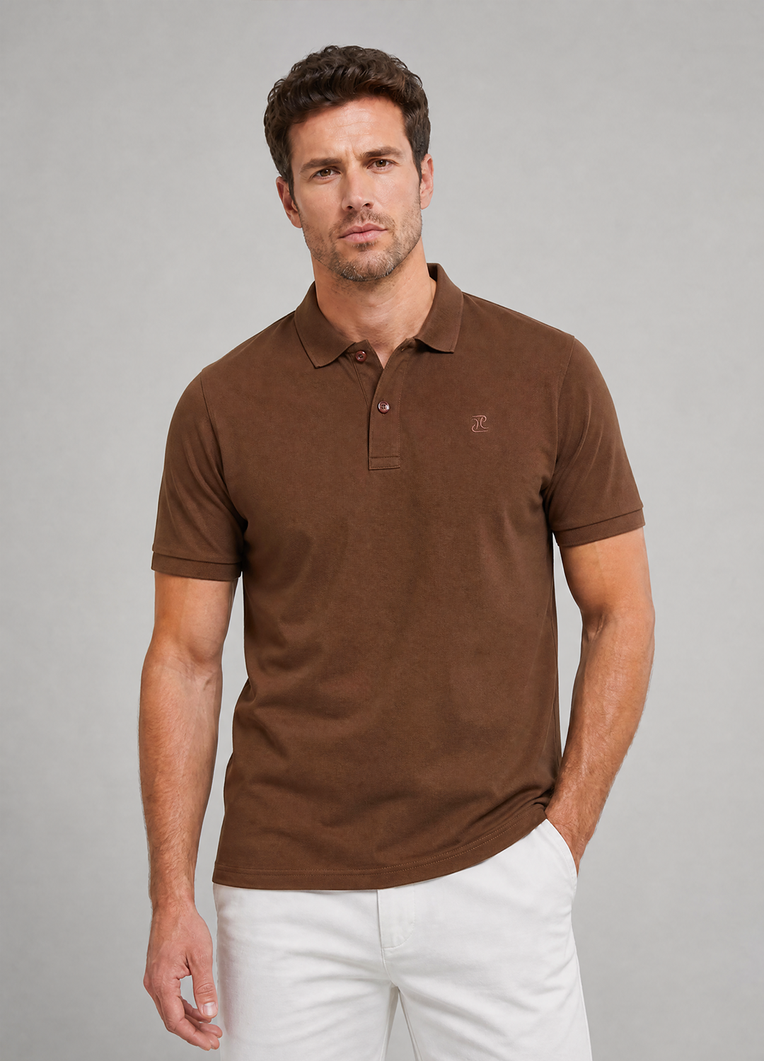Brown Knit Polo