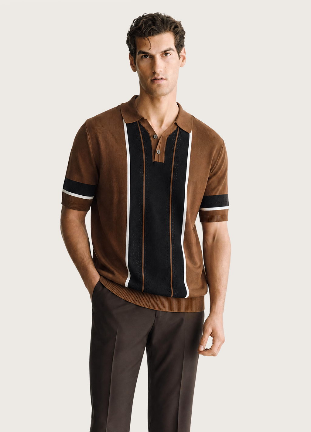 Brown Panel Polo
