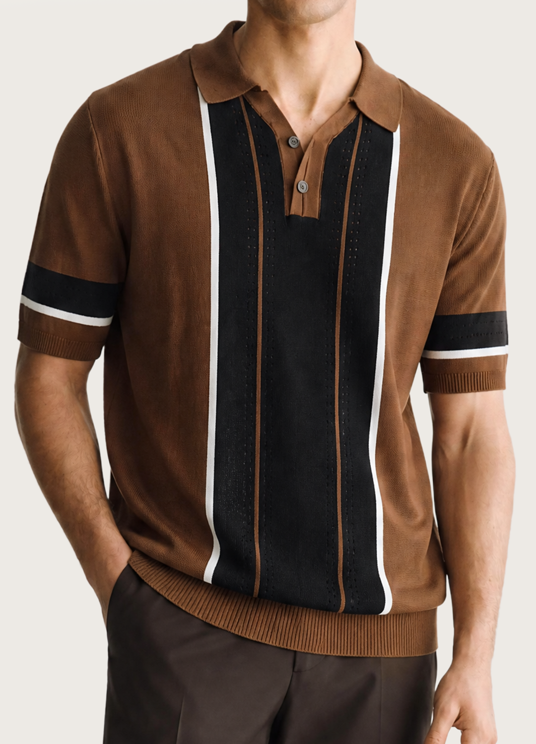 Brown Panel Polo