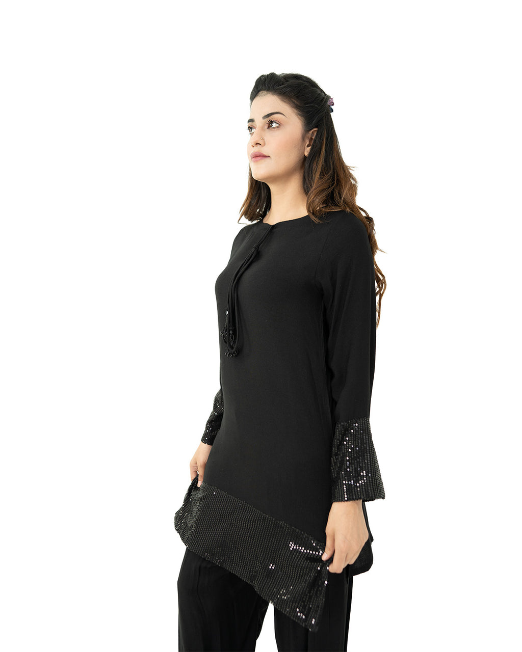 Black Shalwar Kameez with Sequin Borders