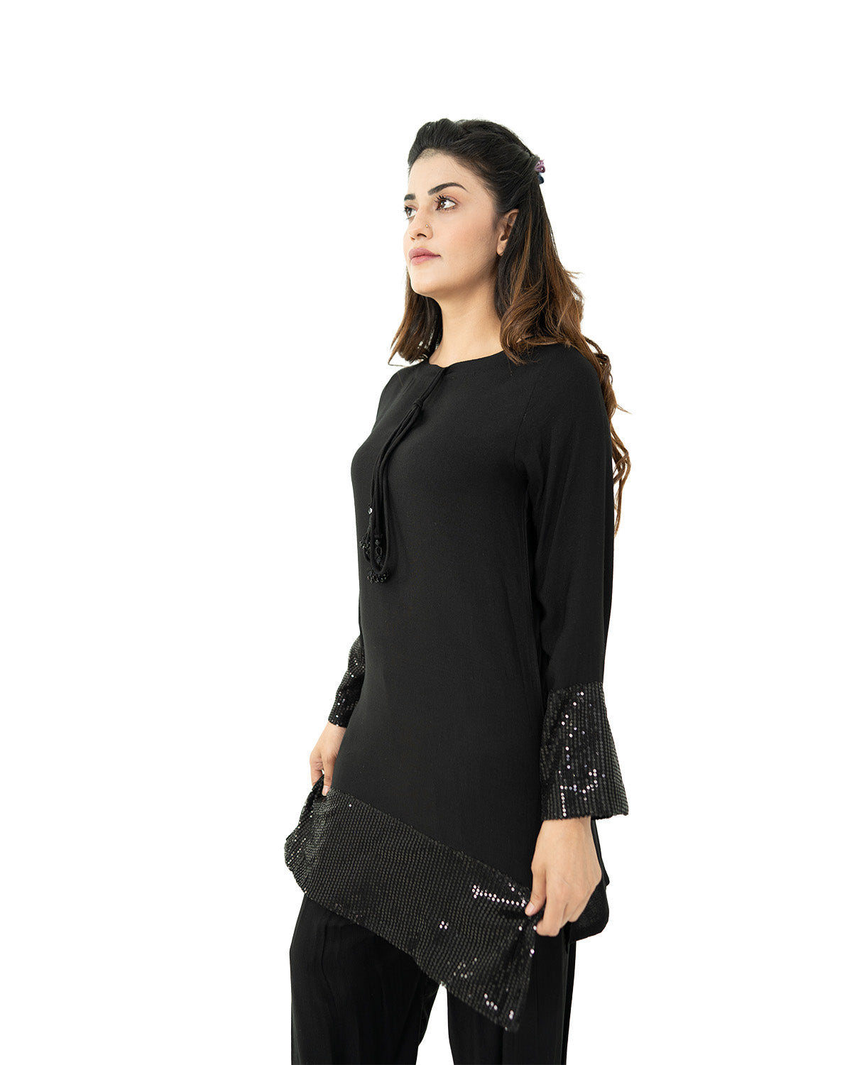 Black Shalwar Kameez with Sequin Borders
