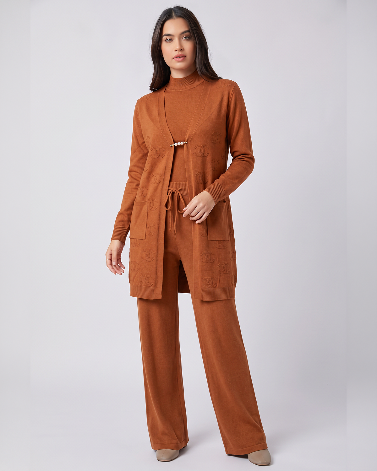 Long Cardigan Knit 3pc
