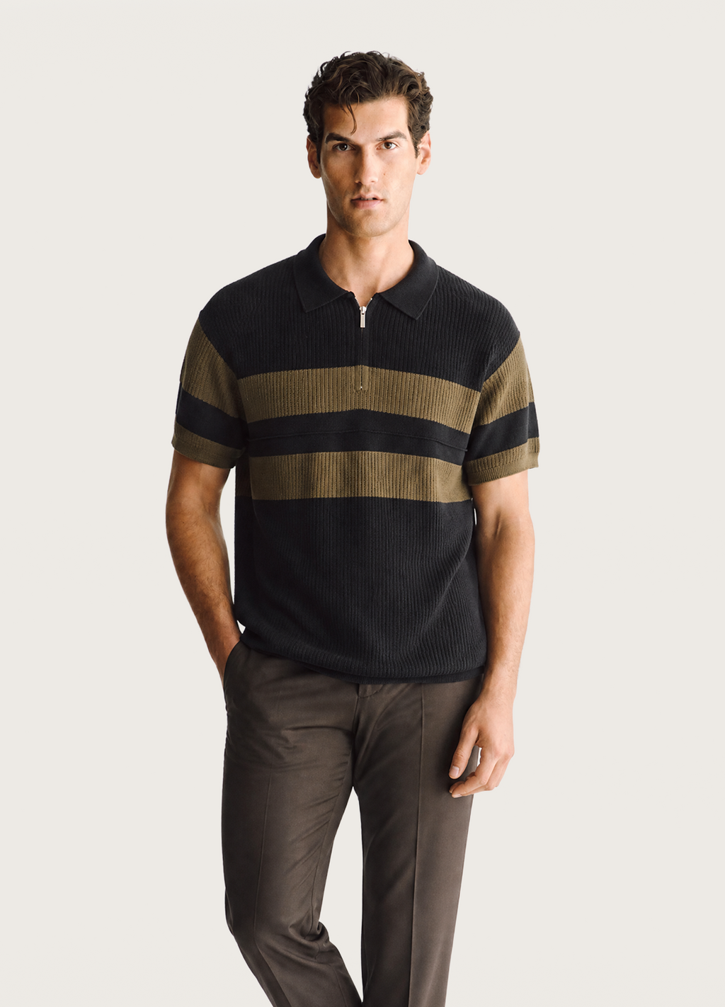 Olive Stripe Polo