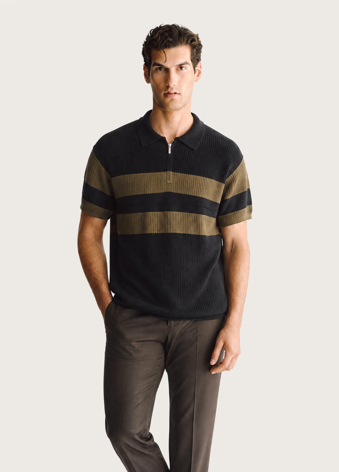 Olive Stripe Polo