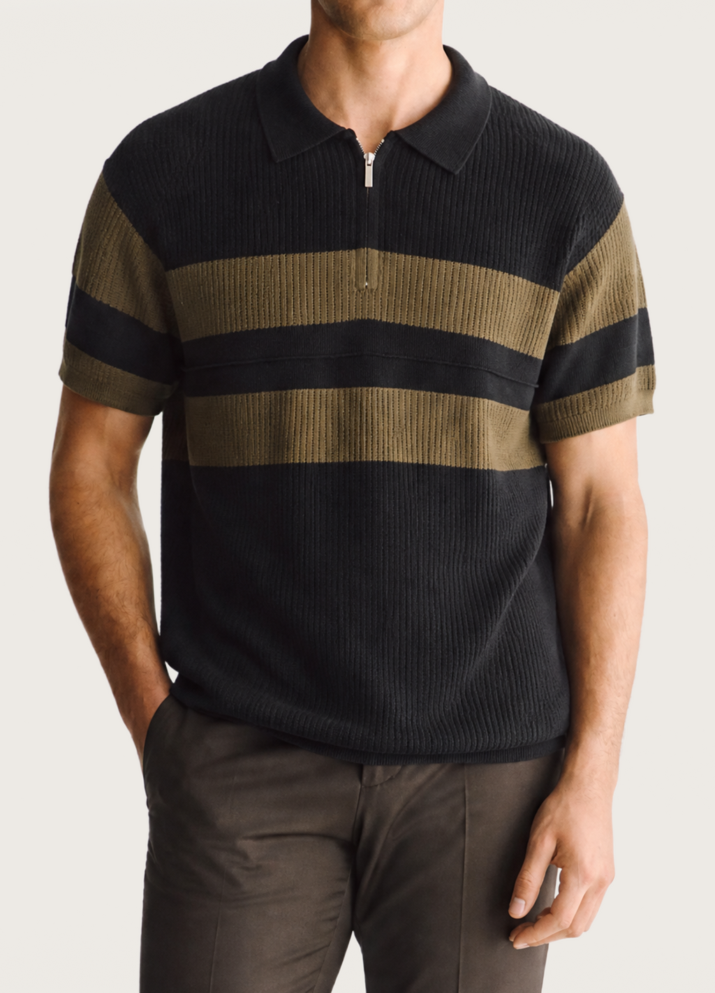 Olive Stripe Polo