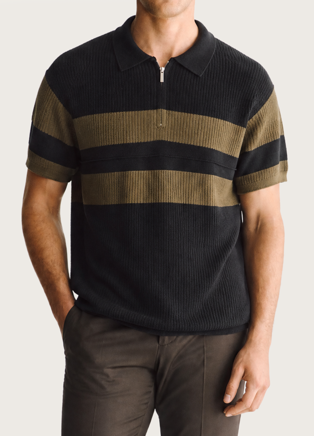 Olive Stripe Polo