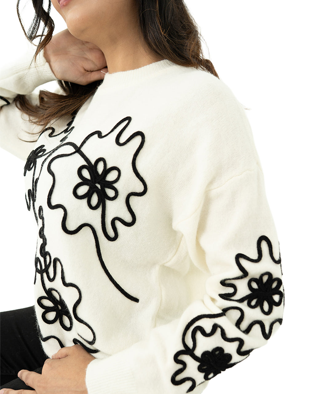 Embroidered Flower Sweater