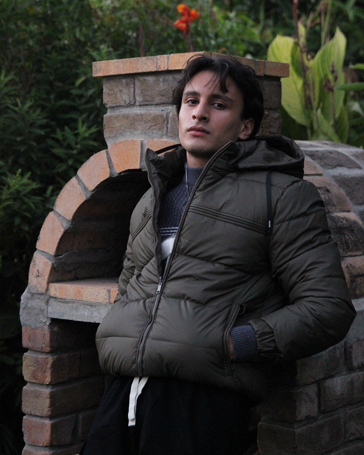 Men’s Olive Green Puffer Jacket – Warm Winter Outerwear