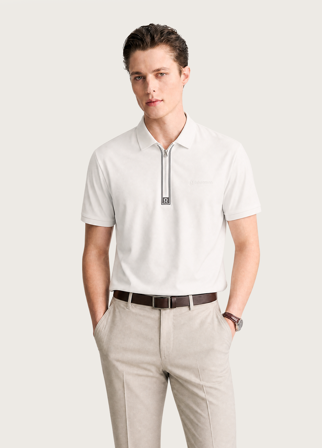 White Zip Polo