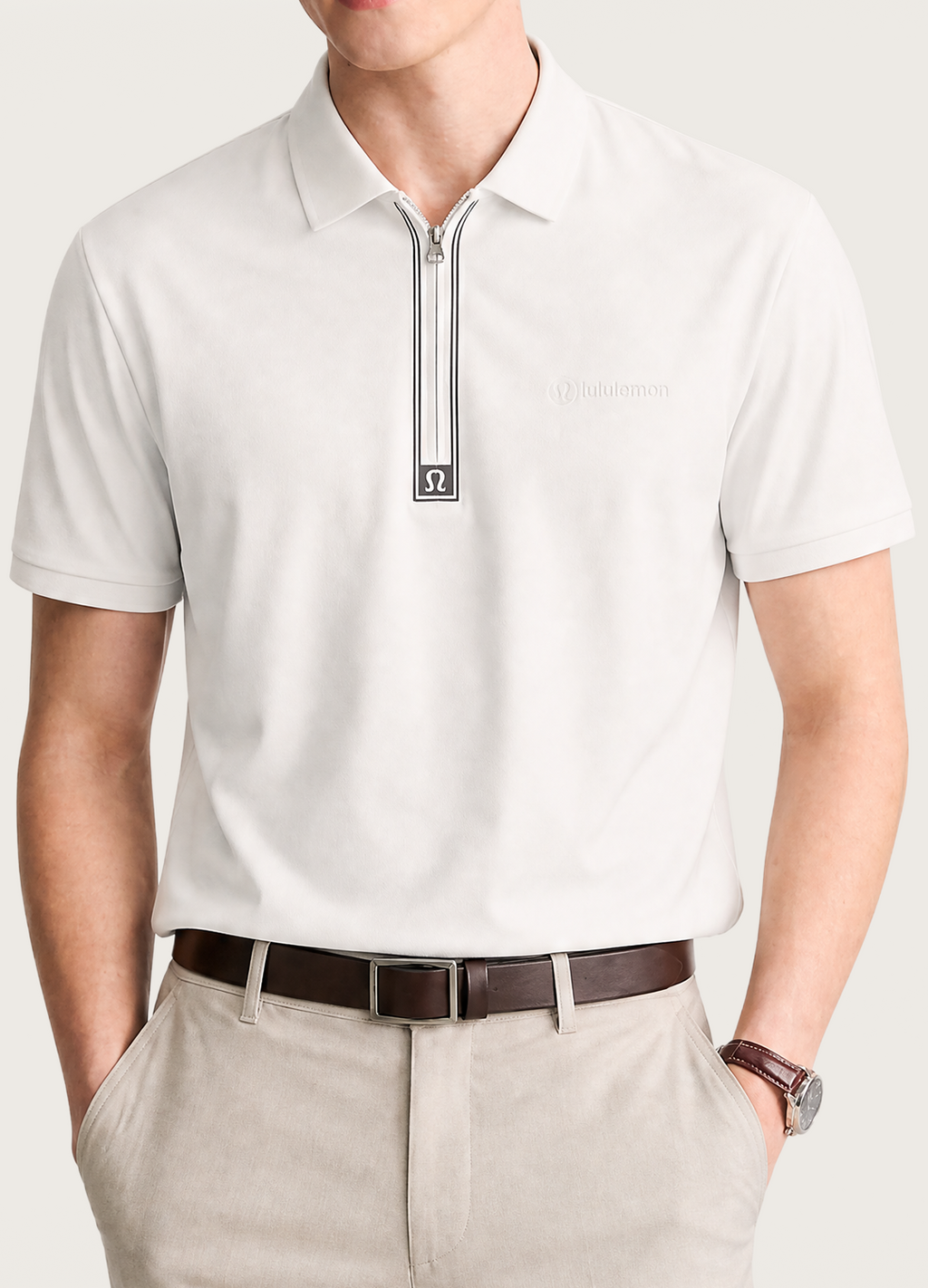 White Zip Polo