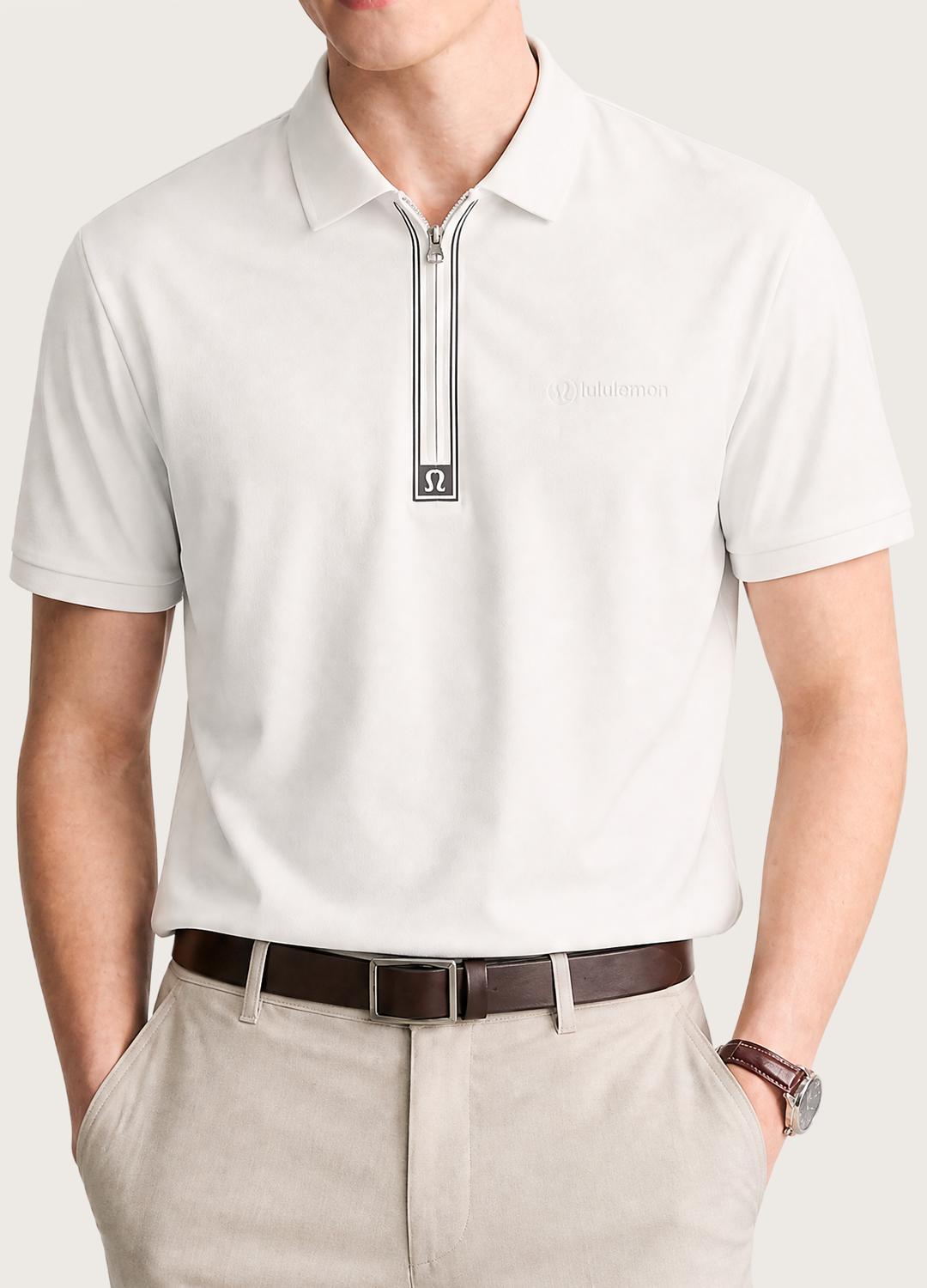 White Zip Polo