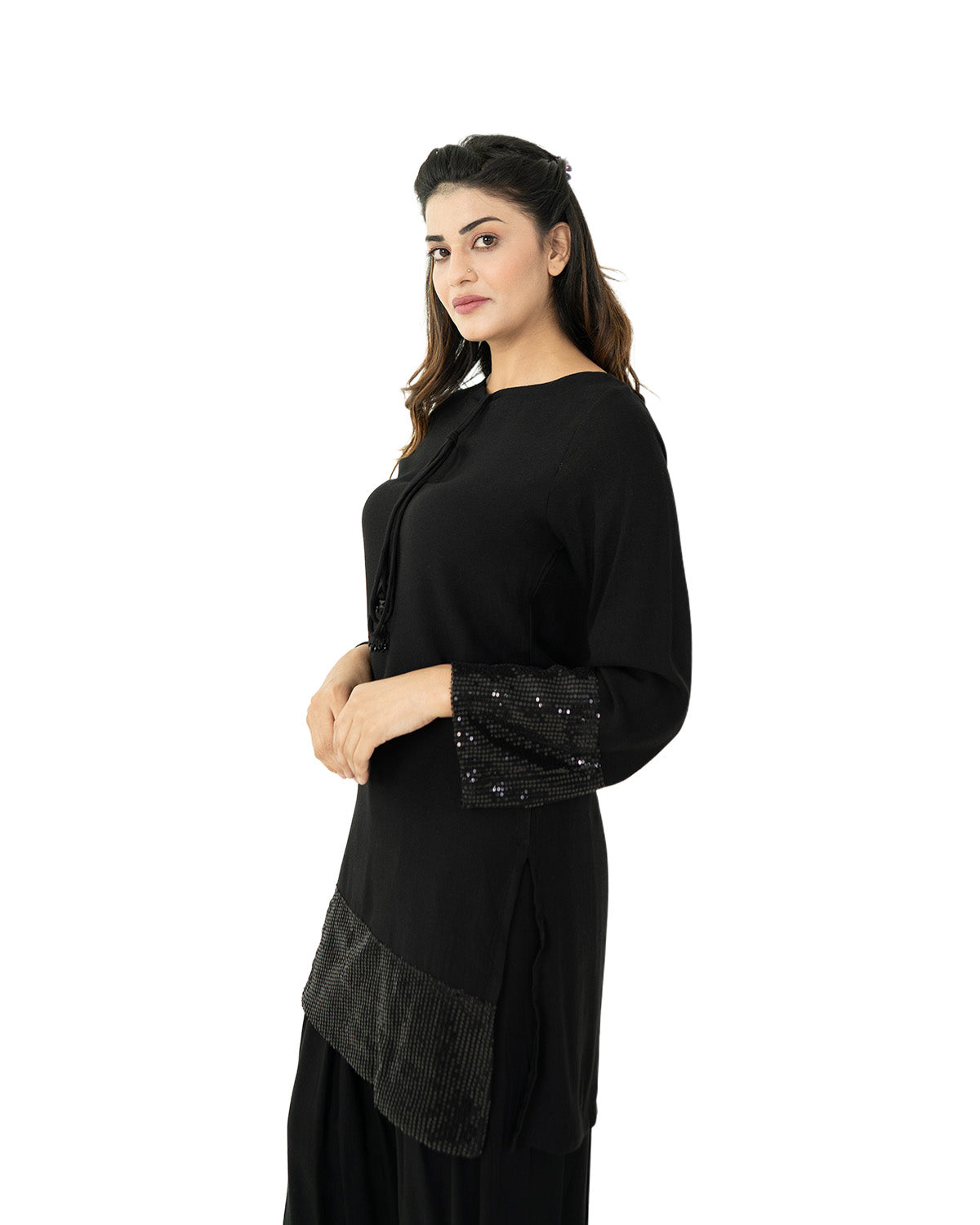 Black Shalwar Kameez with Sequin Borders