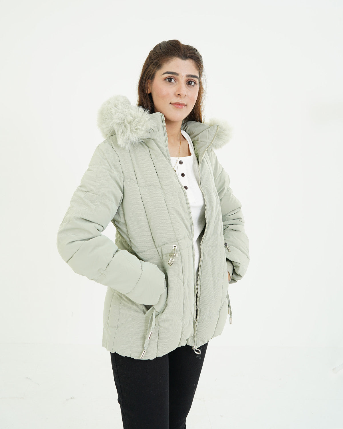 Ash White Puffer Jacket