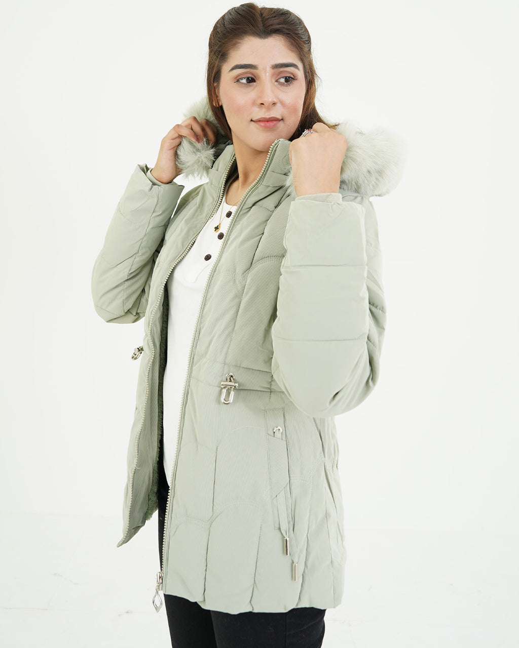Ash White Puffer Jacket