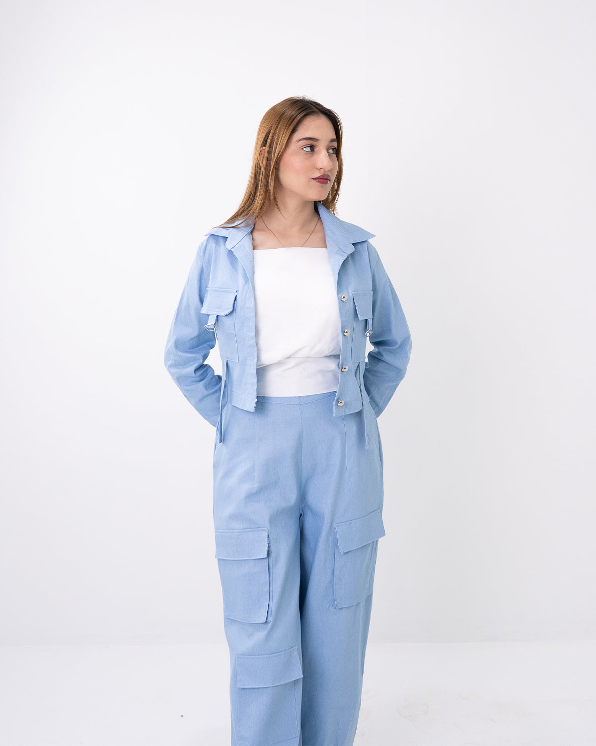 Light Blue Cargo Co-ord Set (3pcs)