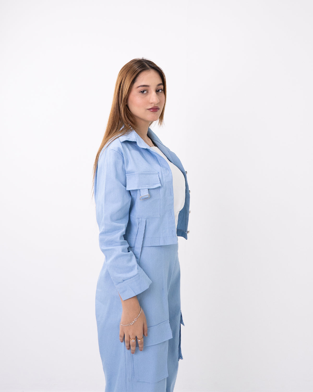 Light Blue Cargo Co-ord Set (3pcs)