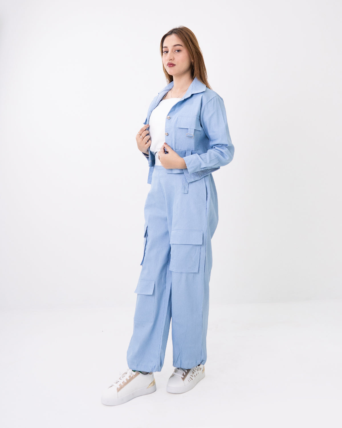 Light Blue Cargo Co-ord Set (3pcs)